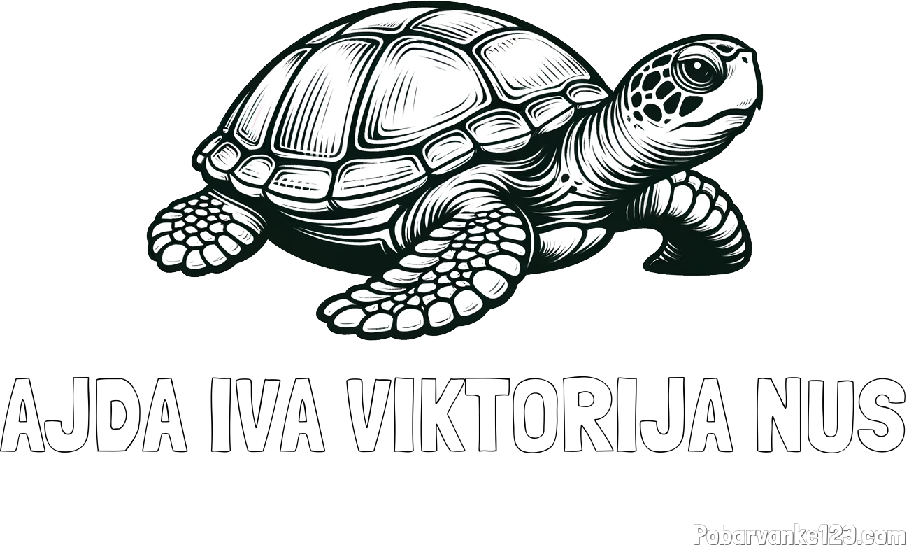 Pobarvanka imena AJDA IVA VIKTORIJA NUŠ in pobarvanka velike želve