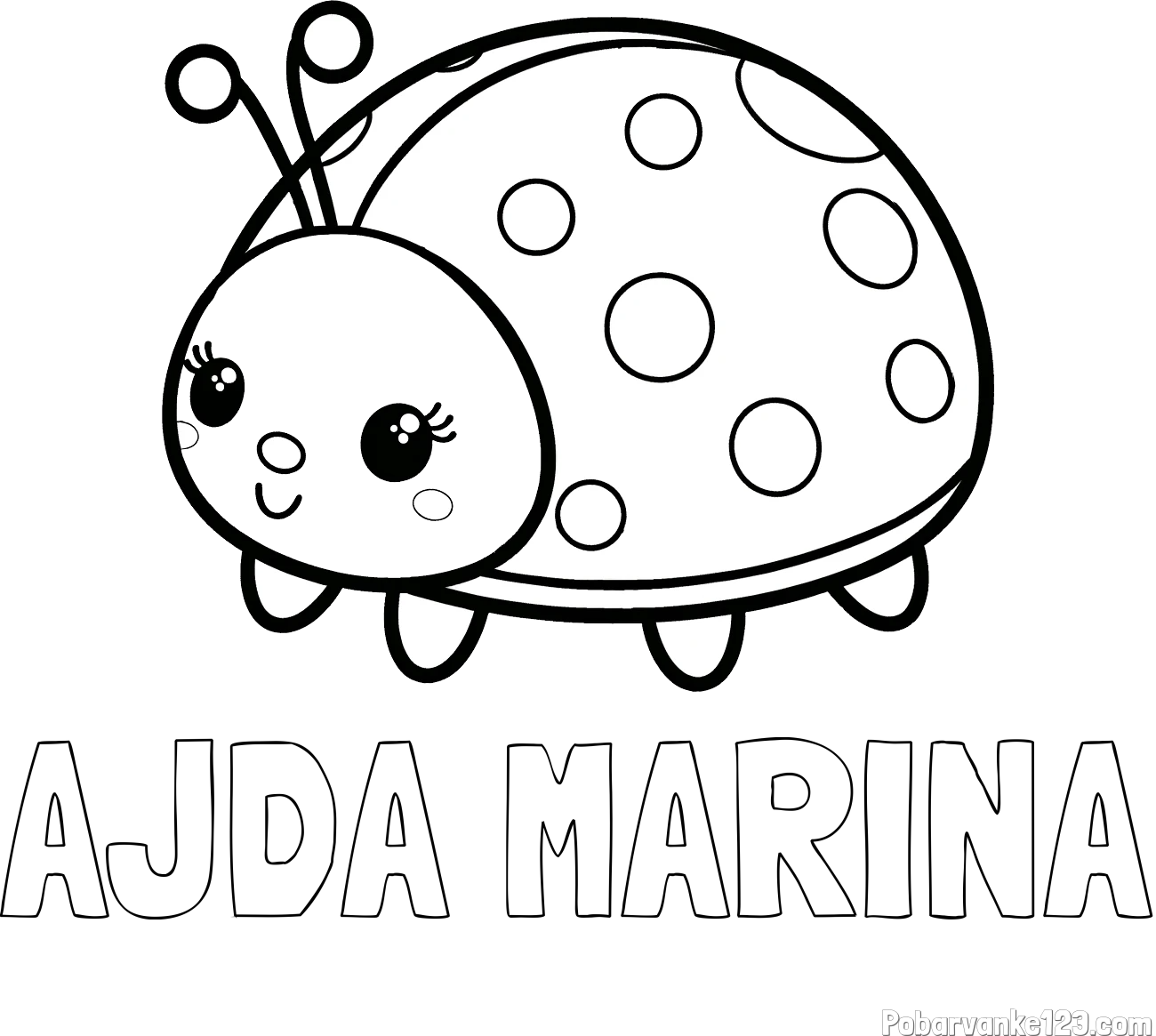 Pobarvanka imena AJDA MARINA in pobarvanka ljubke pikapolonice
