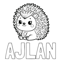 Online izdelana pobarvanka - Pobarvanka imena AJLAN in pobarvanka nasmejanega ježka