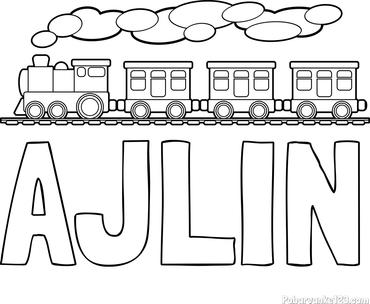 Pobarvanka imena AJLIN in pobarvanka vlaka