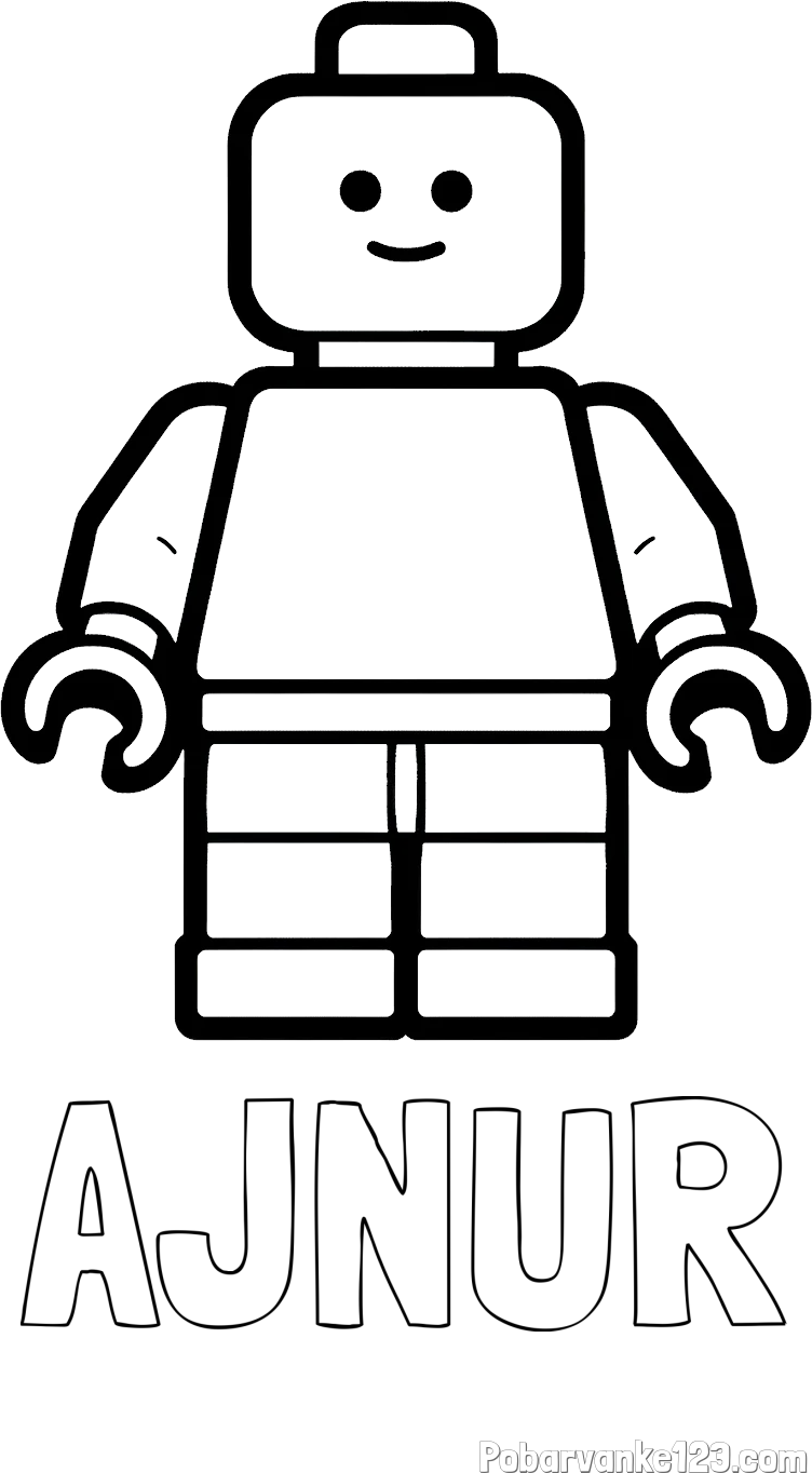Pobarvanka imena AJNUR in pobarvanka LEGO figurice fanta