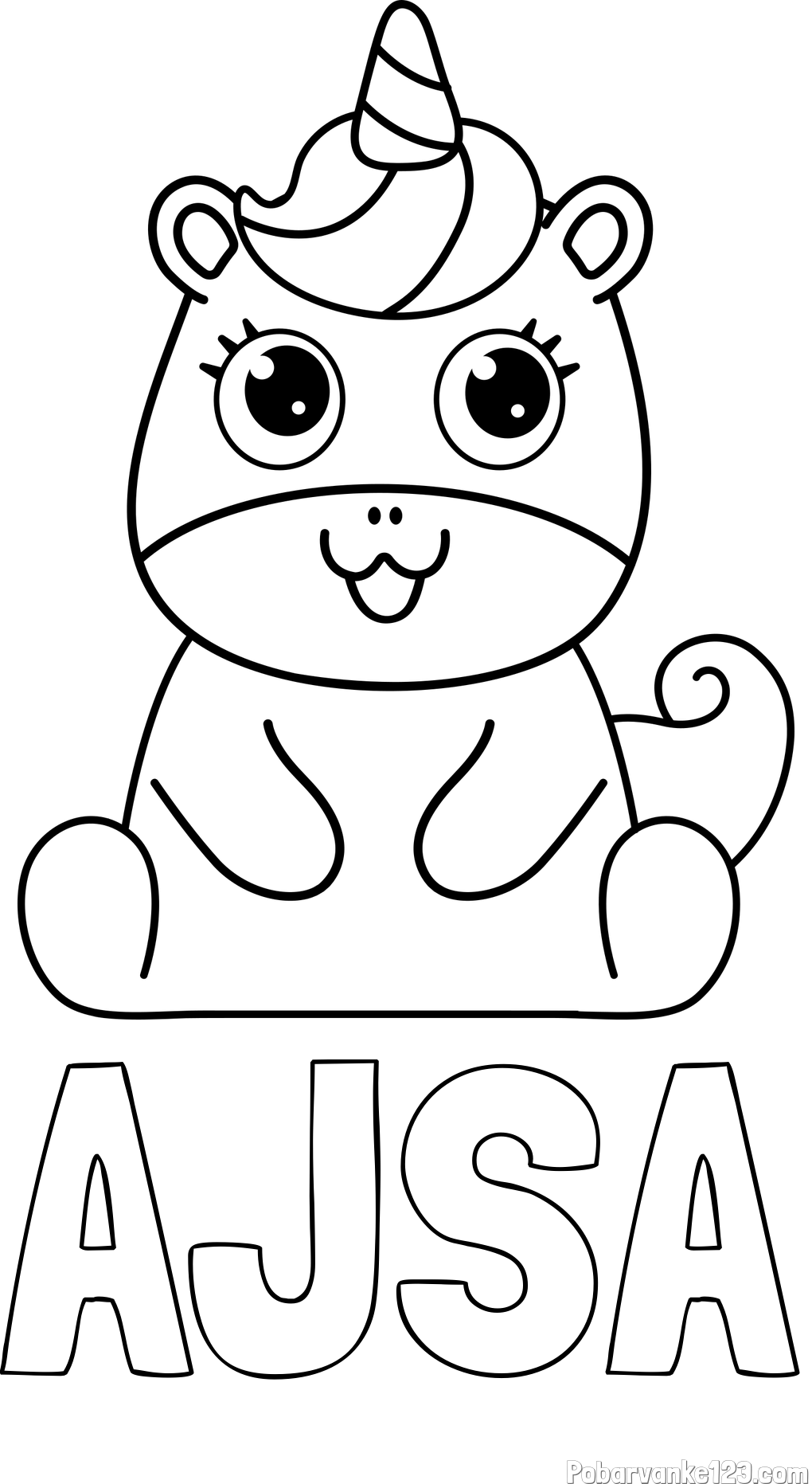 Pobarvanka imena AJŠA in pobarvanka čudovitega samoroga Unicorn