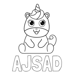 Online izdelana pobarvanka - Pobarvanka imena AJŠAĐ in pobarvanka čudovitega samoroga Unicorn