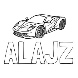 Online izdelana pobarvanka - Pobarvanka imena ALAJZ in pobarvanka dirkalnega avtomobila