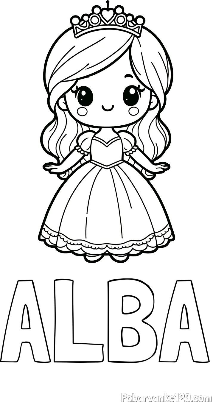 Pobarvanka imena ALBA in pobarvanka ljubke princeske