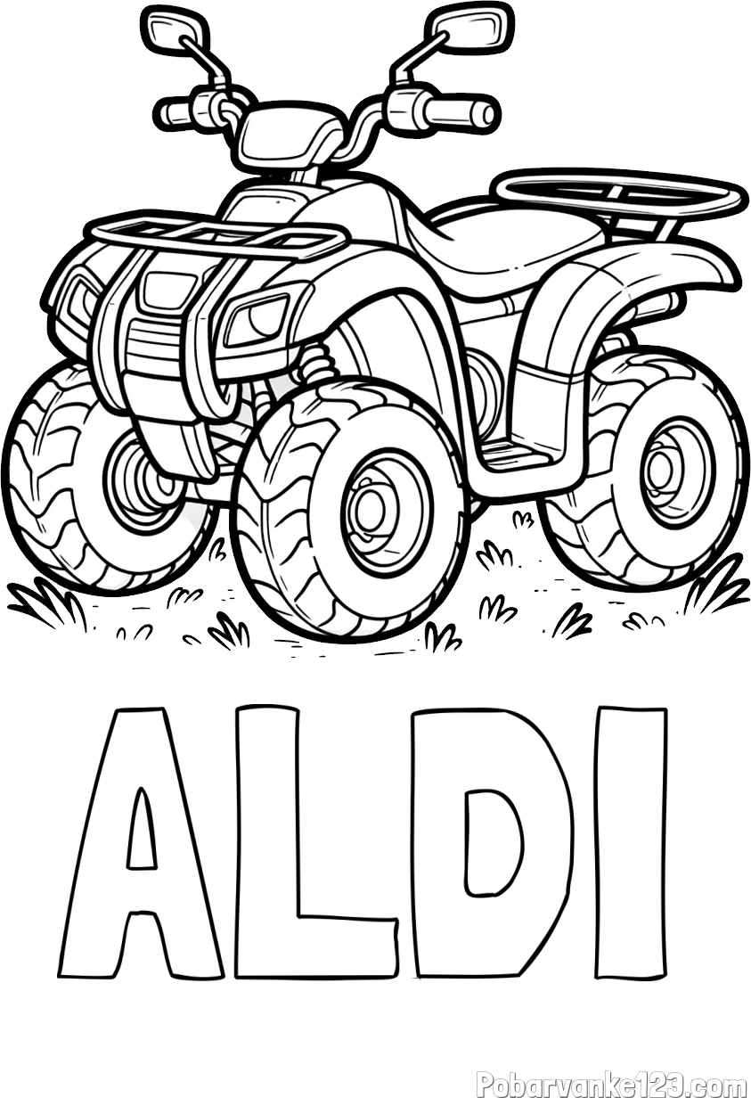 Pobarvanka imena ALDI in pobarvanka velikega štirikolesnika