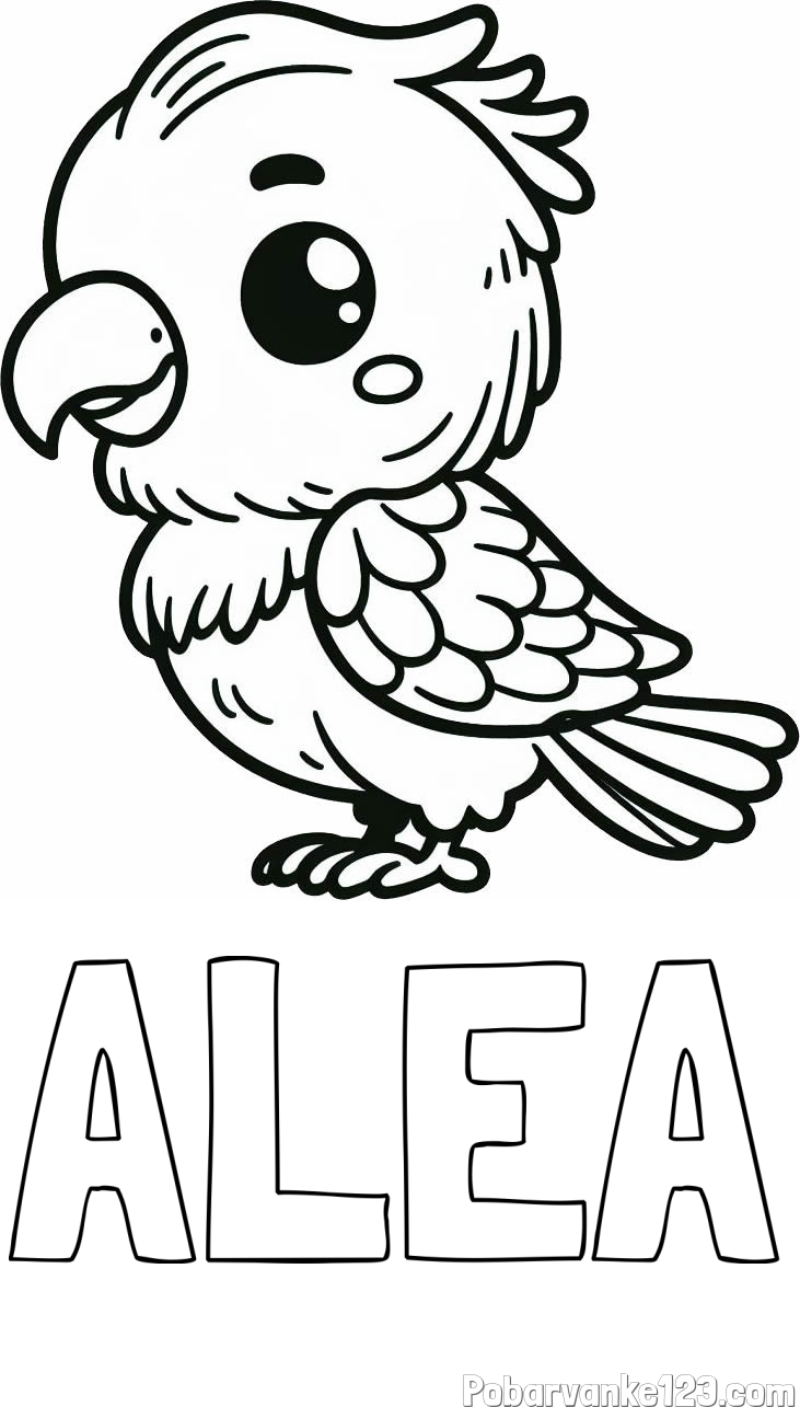 Pobarvanka imena ALEA in pobarvanka ljubkega papagaja