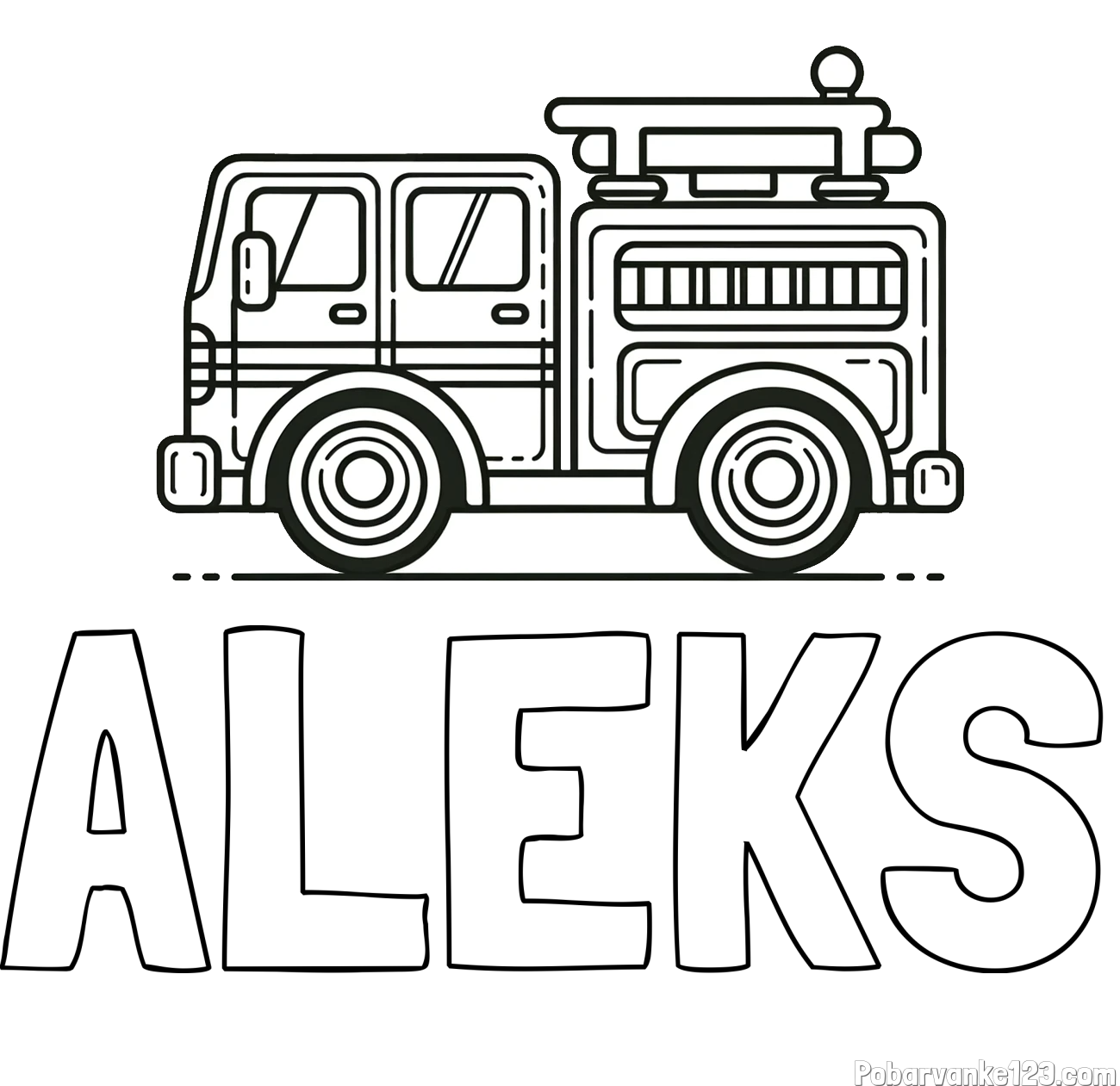 Pobarvanka imena ALEKS in lepa pobarvnak gasilskega avta
