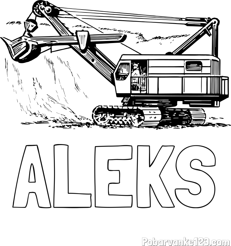 Pobarvanka imena ALEKS in pobarvanka bagra 2