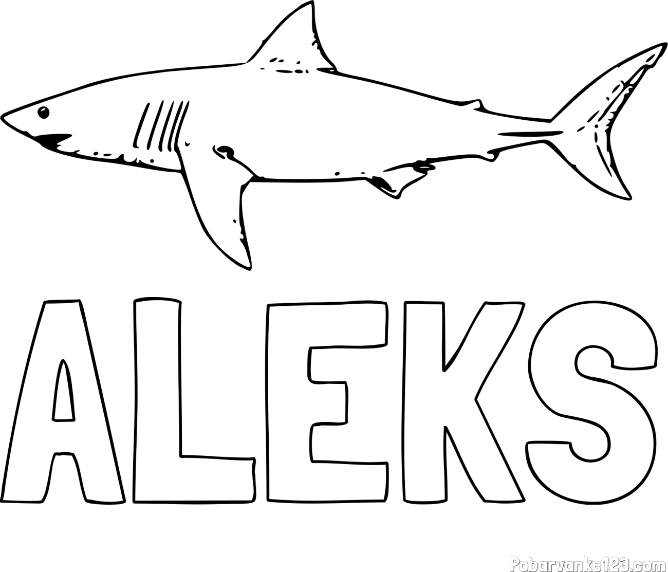 Pobarvanka imena ALEKS in pobarvanka morskega psa