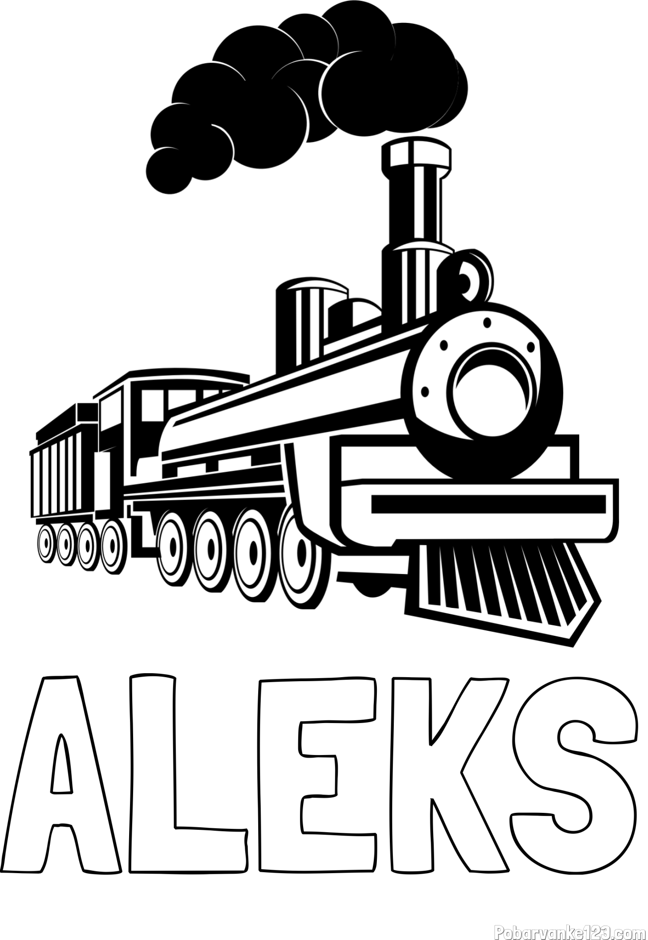 Pobarvanka imena ALEKS in pobarvanka velike lokomotive