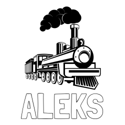 Online izdelana pobarvanka - Pobarvanka imena ALEKS in pobarvanka velike lokomotive