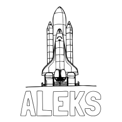 Pobarvanka imena ALEKS in pobarvanka vesoljskega plovila Space Shuttle