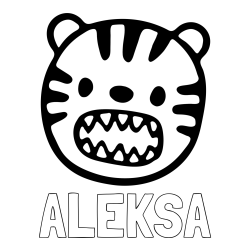 Online izdelana pobarvanka - Pobarvanka imena ALEKSA in pobarvanka glave majhnega tigrčka