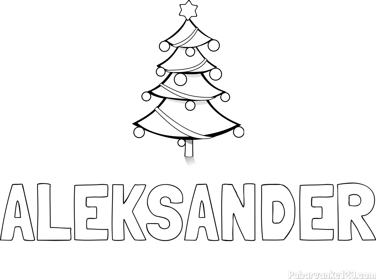Pobarvanka imena ALEKSANDER in božična smreka