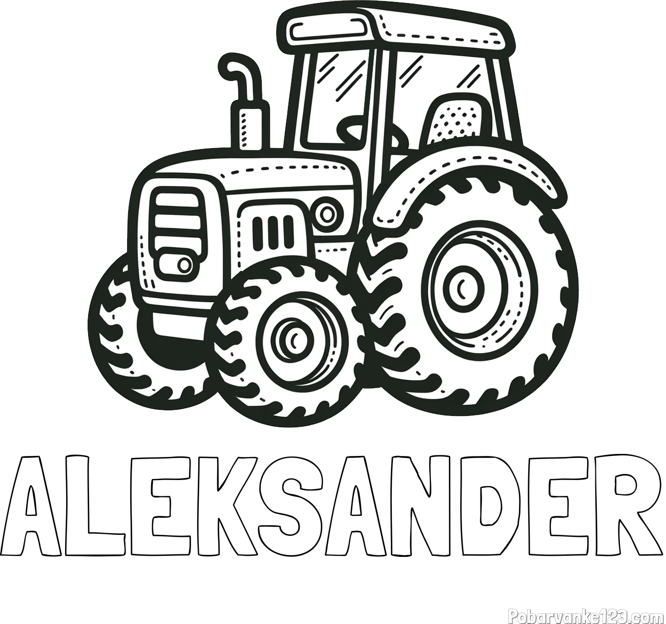 Pobarvanka imena ALEKSANDER in pobarvanka čudovitega traktorja