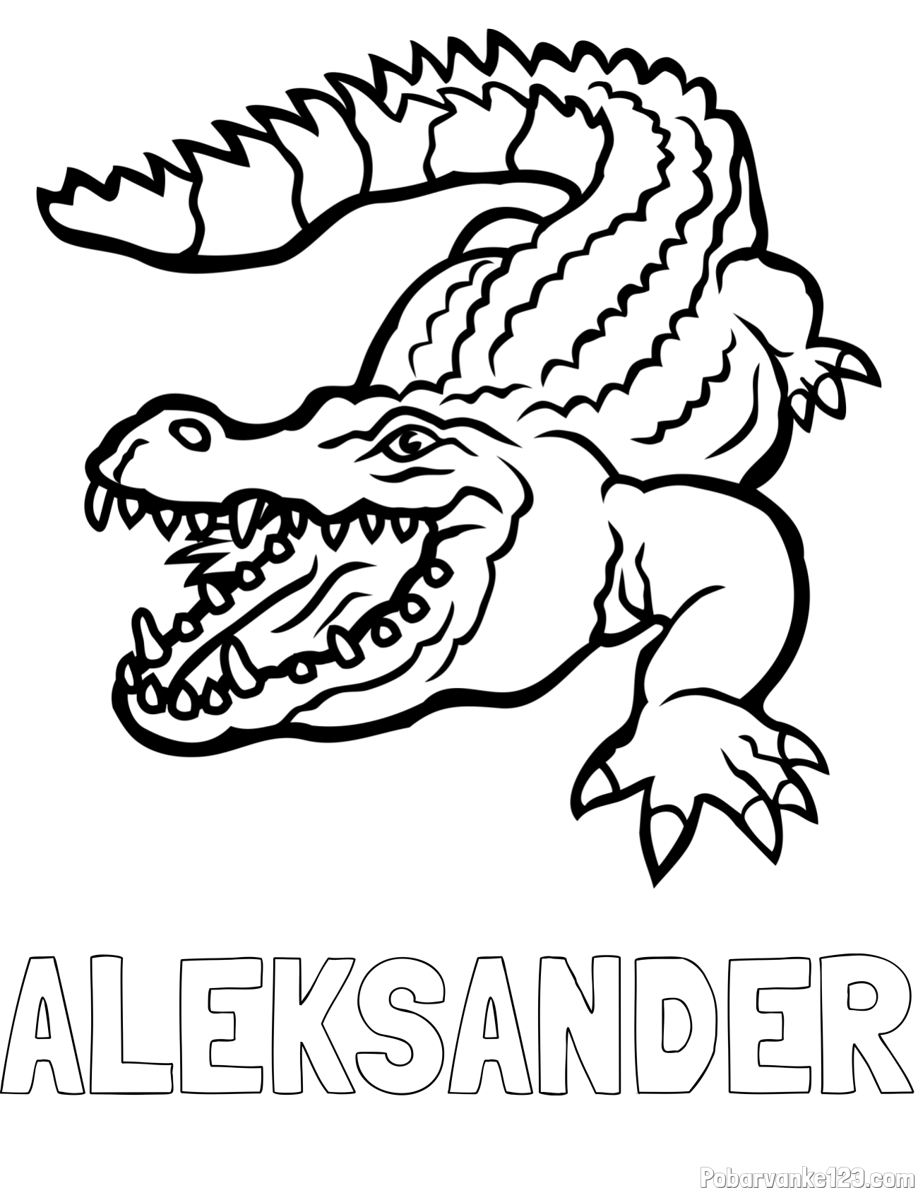 Pobarvanka imena ALEKSANDER in pobarvanka krokodila