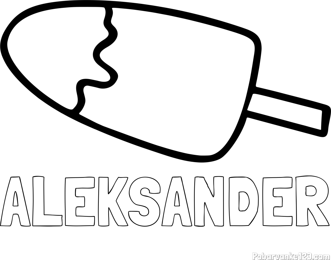 Pobarvanka imena ALEKSANDER in pobarvanka lučke (sladoled na palčki)