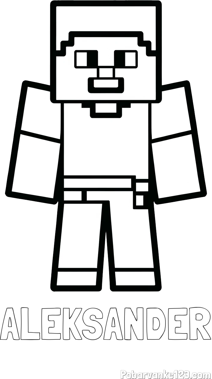 Pobarvanka imena ALEKSANDER in pobarvanka Minecraft figurice