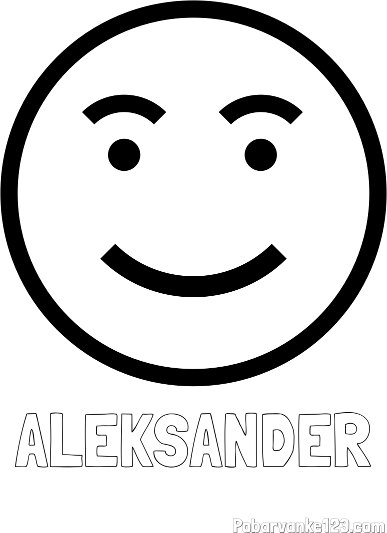 Pobarvanka imena ALEKSANDER in pobarvanka nasmejanega smeška