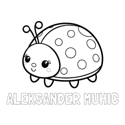 Online izdelana pobarvanka - Pobarvanka imena ALEKSANDER MUHIČ in pobarvanka ljubke pikapolonice