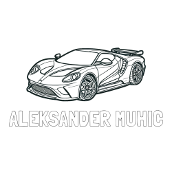 Online izdelana pobarvanka - Pobarvanka imena ALEKSANDER MUHIČ in Športni avtomobil