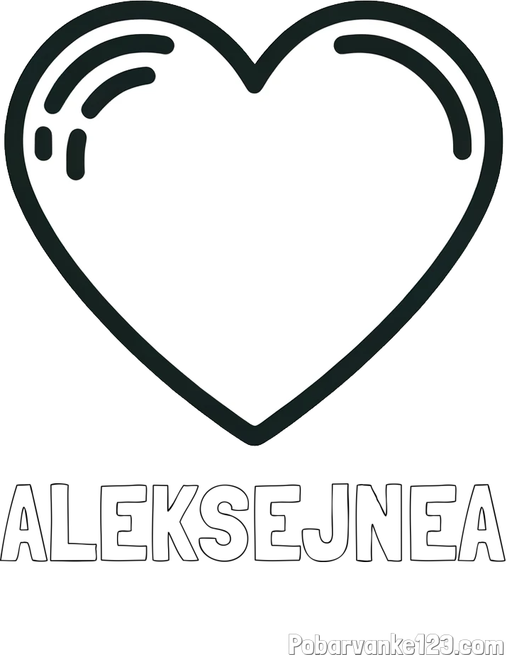 Pobarvanka imena ALEKSEJNEA in pobarvanka lepega srčka