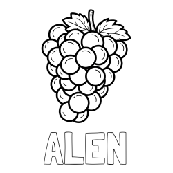 Online izdelana pobarvanka - Pobarvanka imena ALEN in pobarvanka grozdja z velikimi rozinami