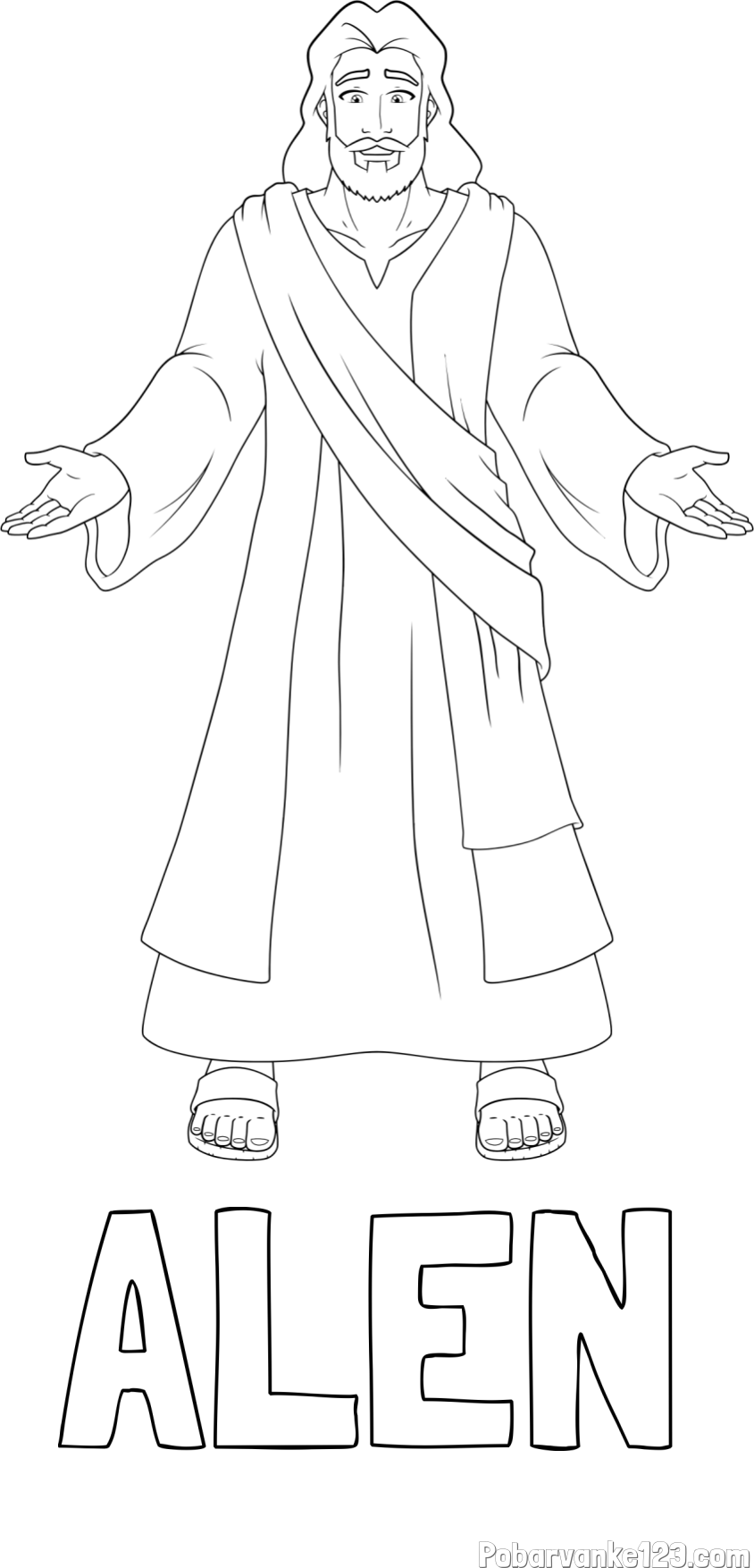 Pobarvanka imena ALEN in pobarvanka Jezusa Kristusa
