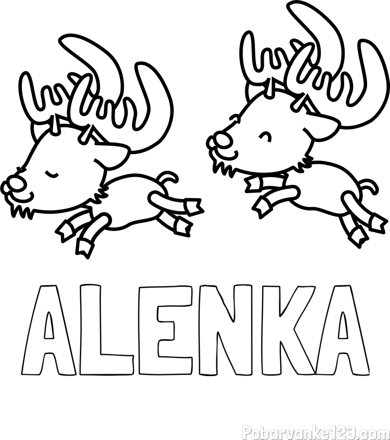 Pobarvanka imena ALENKA in jelenčka