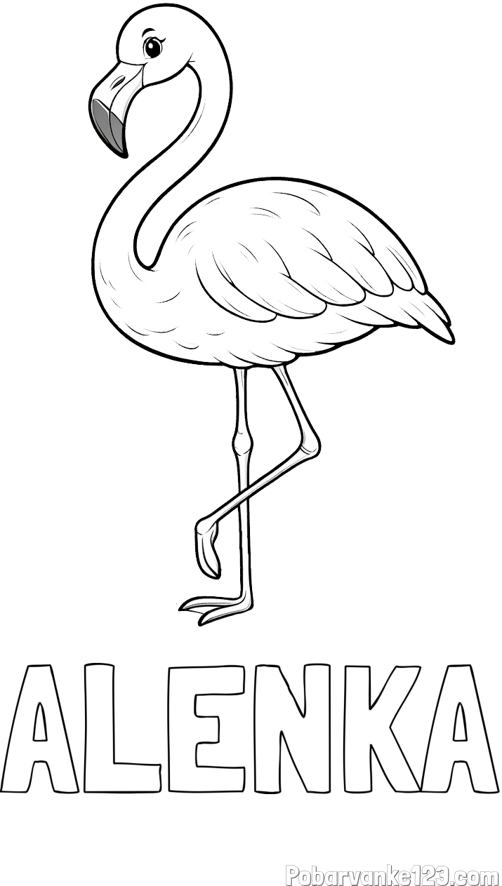 Pobarvanka imena ALENKA in pobarvanka flaminga