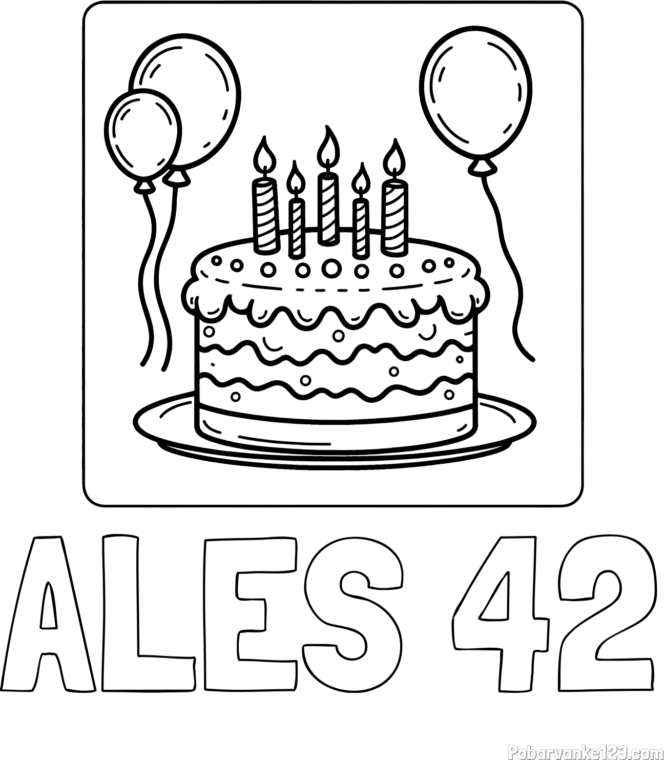 Pobarvanka imena ALEŠ 42 in pobarvanka torte za 5. rojstni dan