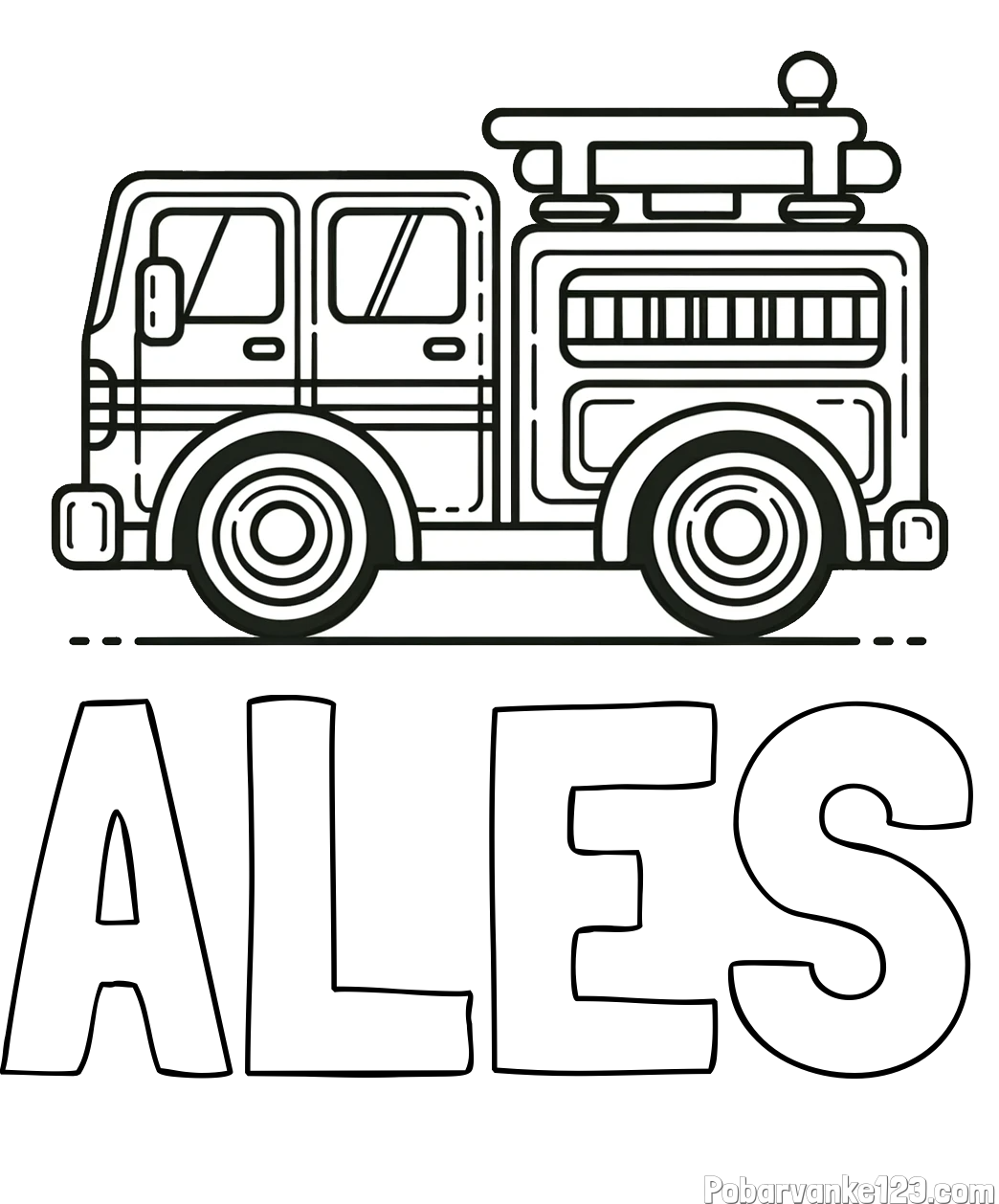 Pobarvanka imena ALEŠ in lepa pobarvnak gasilskega avta