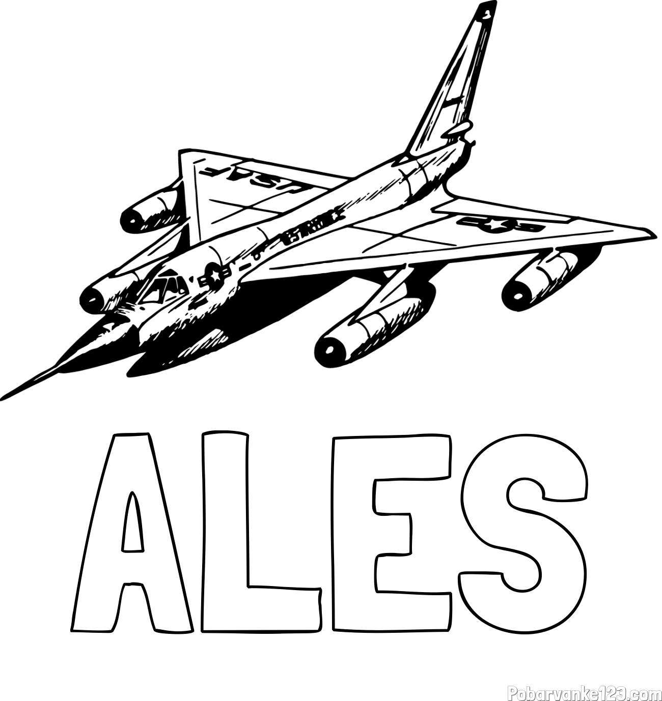 Pobarvanka imena ALEŠ in pobarvanka vojaškega lovca