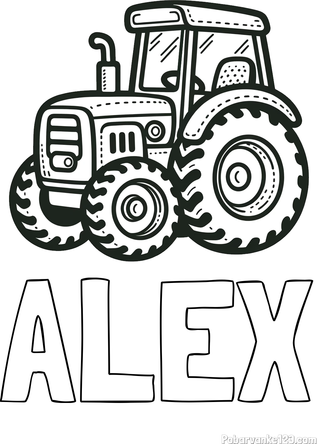 Pobarvanka imena ALEX in pobarvanka čudovitega traktorja