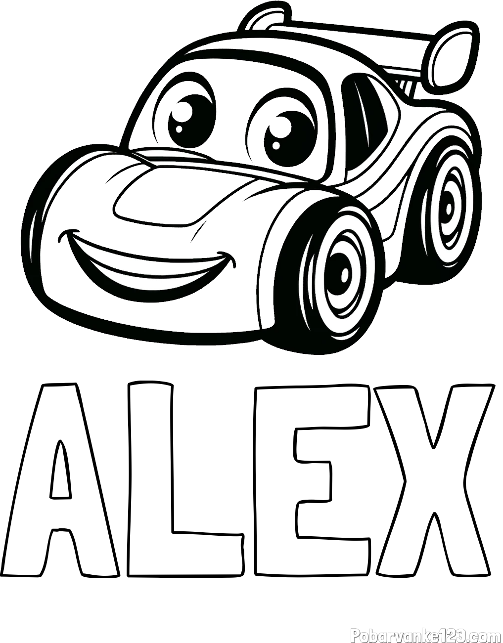 Pobarvanka imena ALEX in pobarvanka otroškega avtomobila