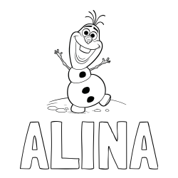 Pobarvanka imena ALINA in pobarvaka lubkega snežaka Olaf