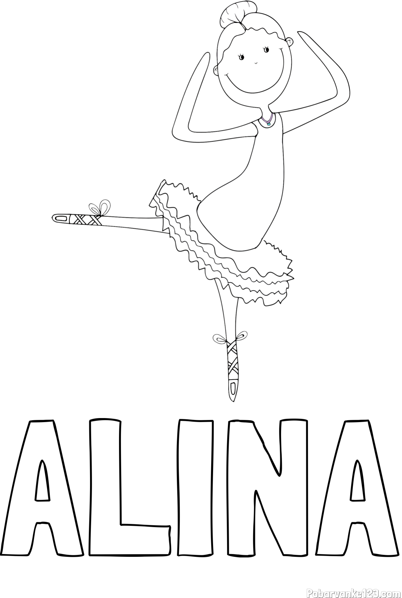 Pobarvanka imena ALINA in pobarvanka balerine