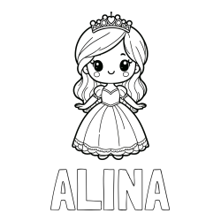 Pobarvanka imena ALINA in pobarvanka ljubke princeske