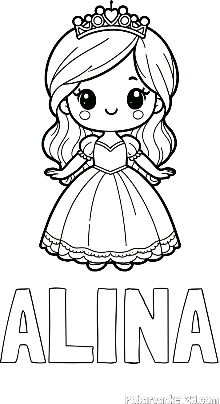 Pobarvanka imena ALINA in pobarvanka ljubke princeske