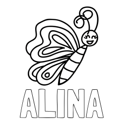 Pobarvanka imena ALINA in pobarvanka ljubkega metulja