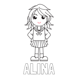 Pobarvanka imena ALINA in pobarvanka šolarke