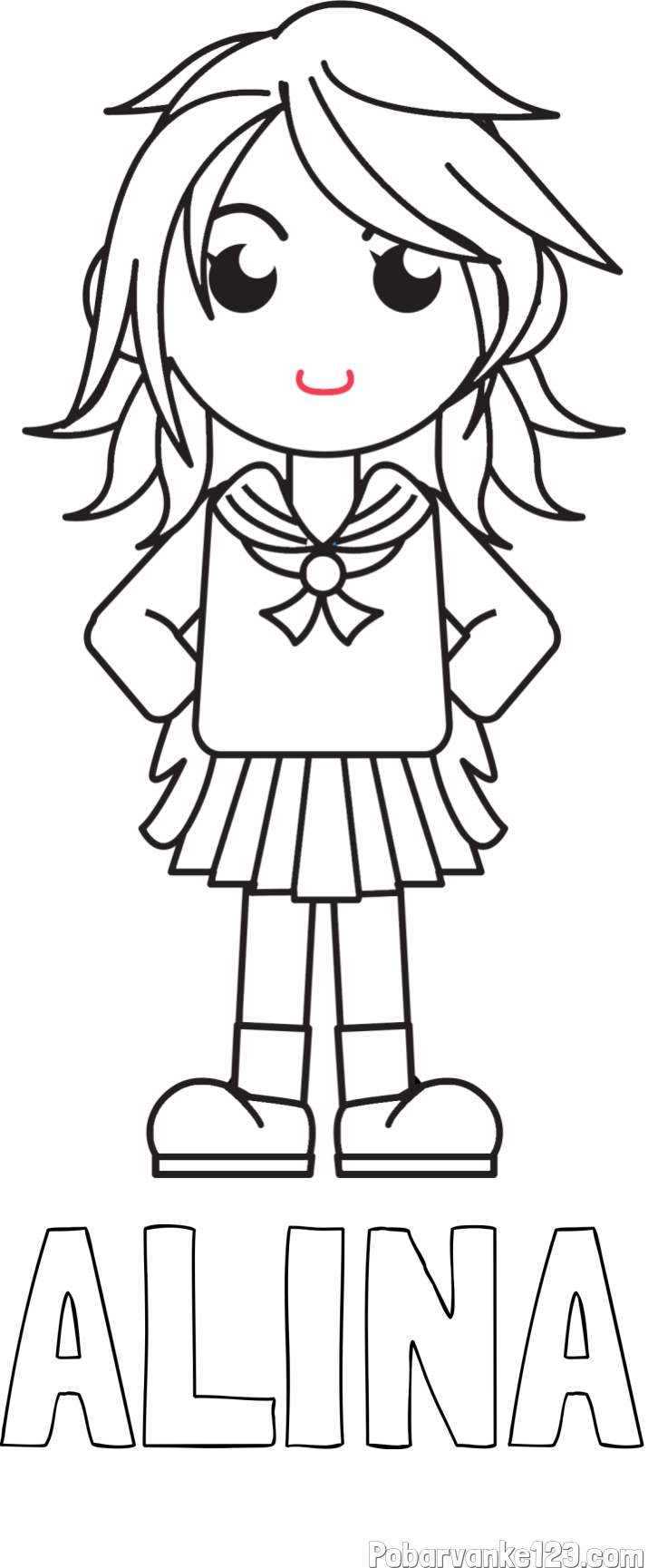 Pobarvanka imena ALINA in pobarvanka šolarke