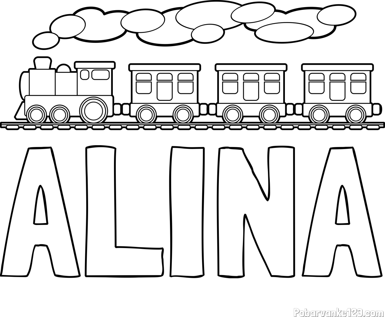Pobarvanka imena ALINA in pobarvanka vlaka