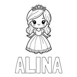 Pobarvanka imena ALINA in princeske