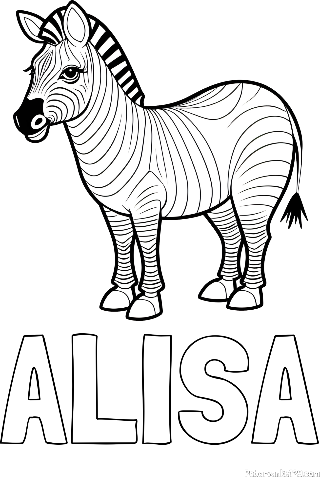 Pobarvanka imena ALISA in pobarvanka ljubke zebre