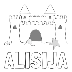 Online izdelana pobarvanka - Pobarvanka imena ALISIJA in pobarvanka peščenega gradu