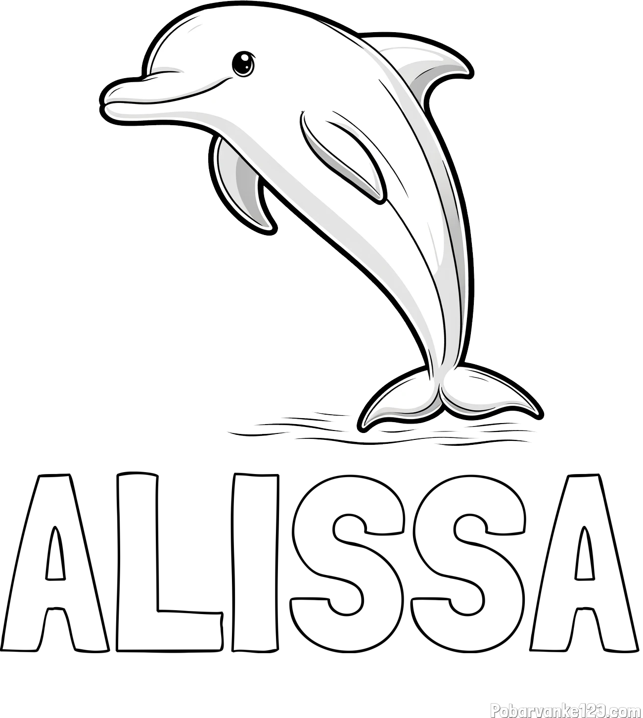 Pobarvanka imena ALISSA in pobarvanka delfina