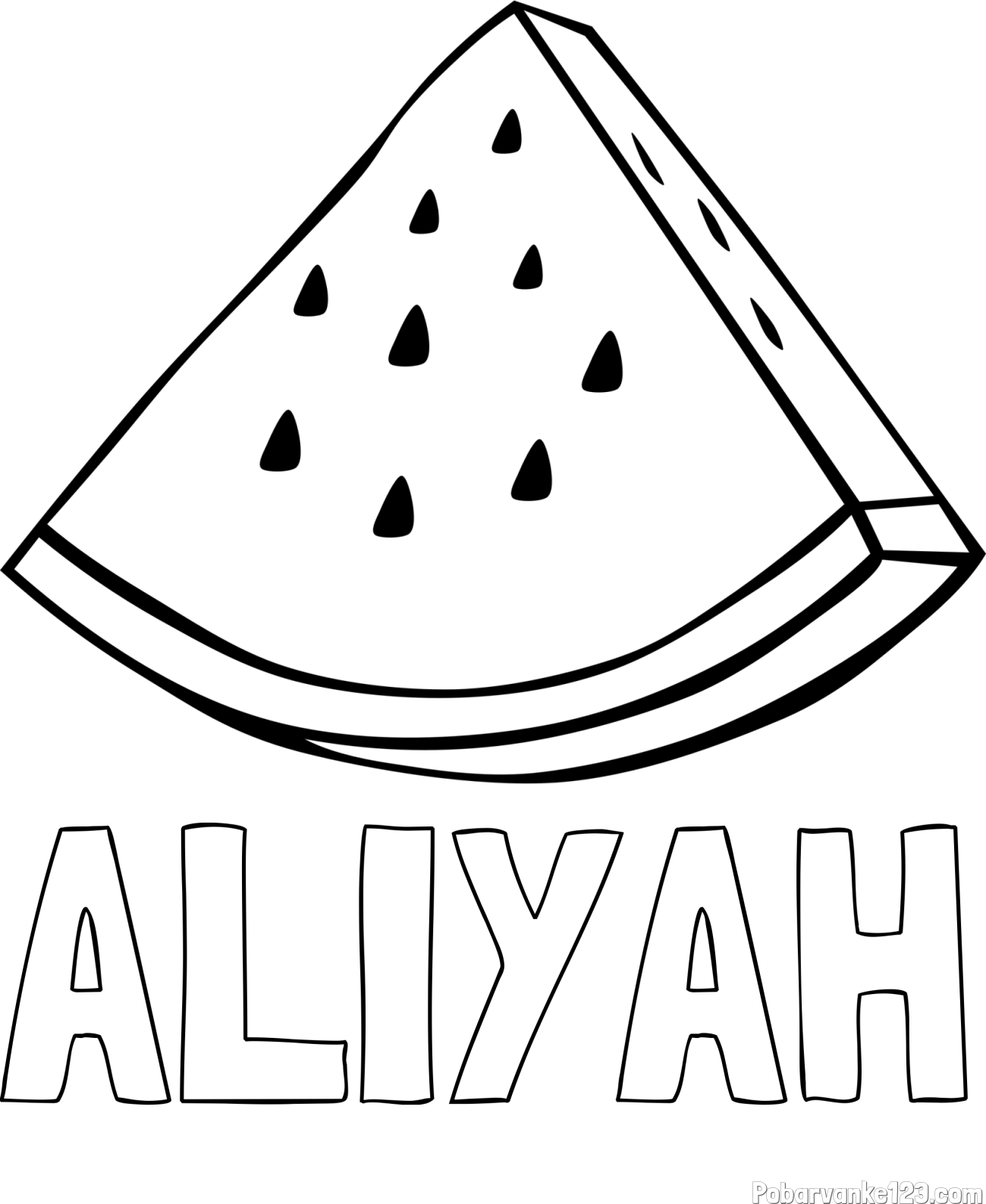 Pobarvanka imena ALIYAH in pobarvanka lubenice