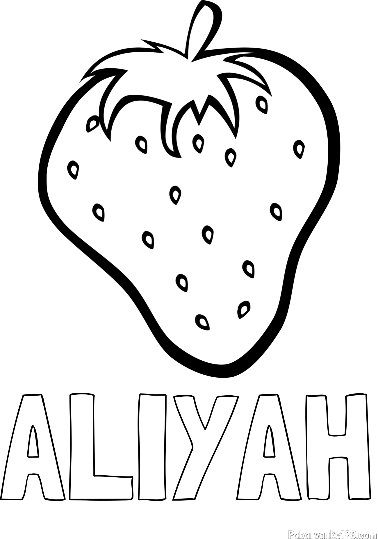 Pobarvanka imena ALIYAH in pobarvanka sočne jagode